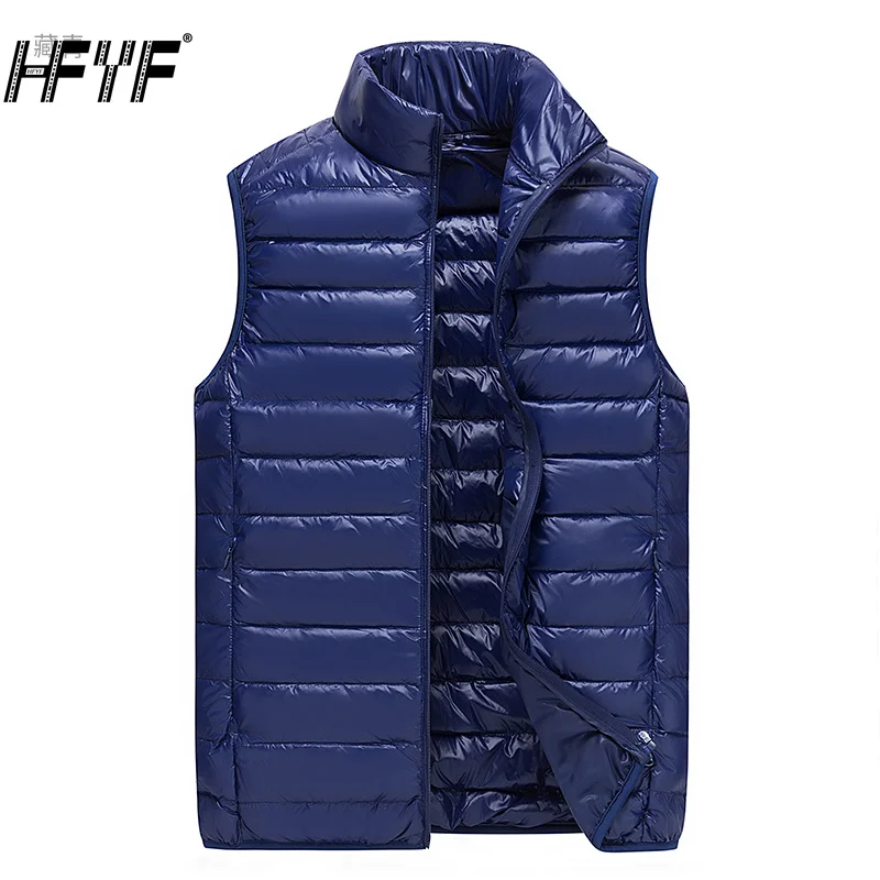 HFYF Autumn Winter Men's Solid vintage sleeveless Long Collar Cotton Jacket Men's casual ​double-sided Warm Windproof Vest