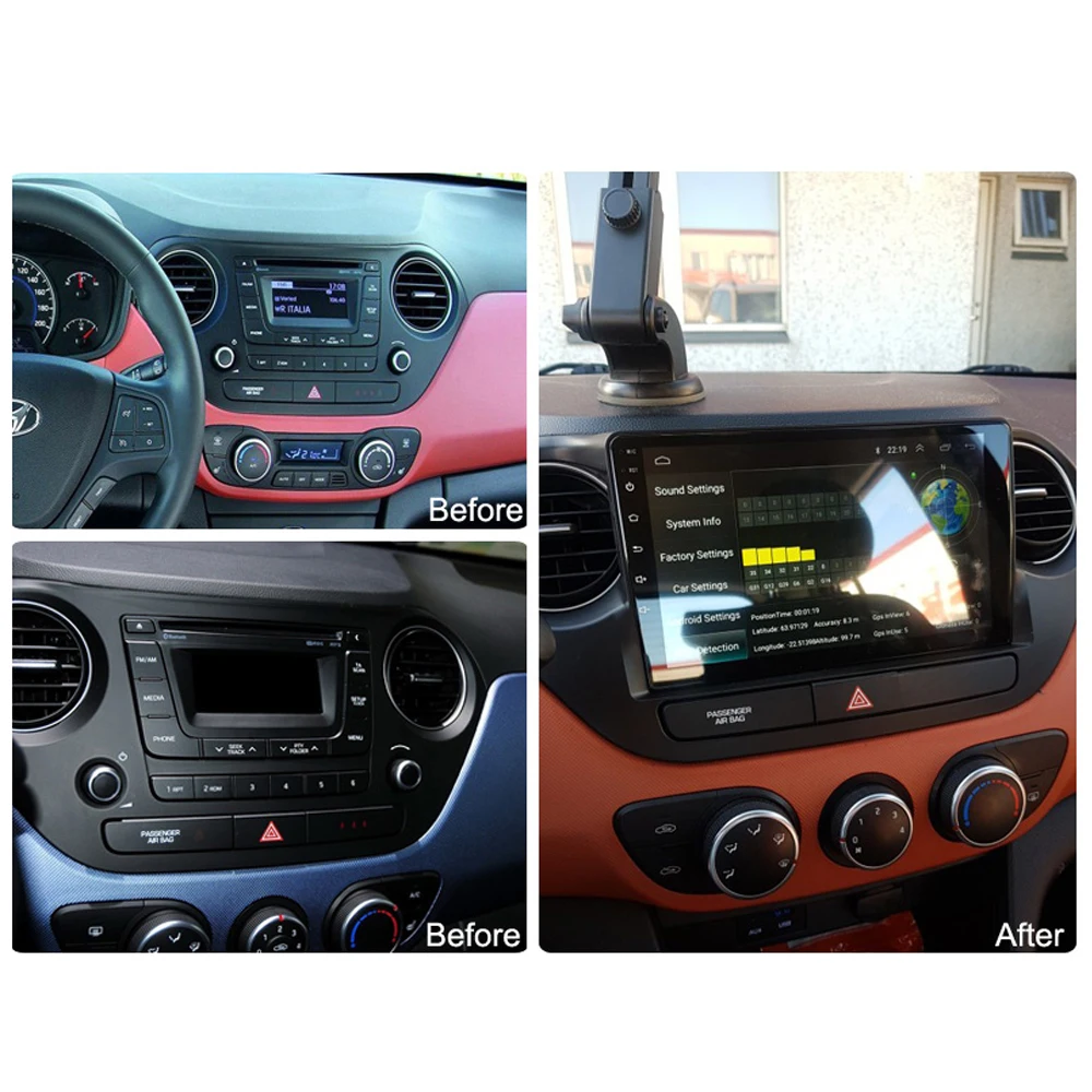 Автомобильное радио для Hyundai i10 2013-2016 мультимедийный плеер 9 дюймов Android 8 1 GPS