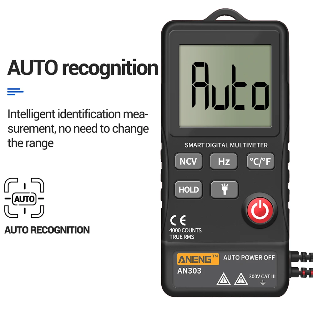 

AN303 Digital Multimeter Meter 4000 Display AC Voltmeter Tester Capacitance NCV Ohm Resistance Hz Automatic Test Supplies