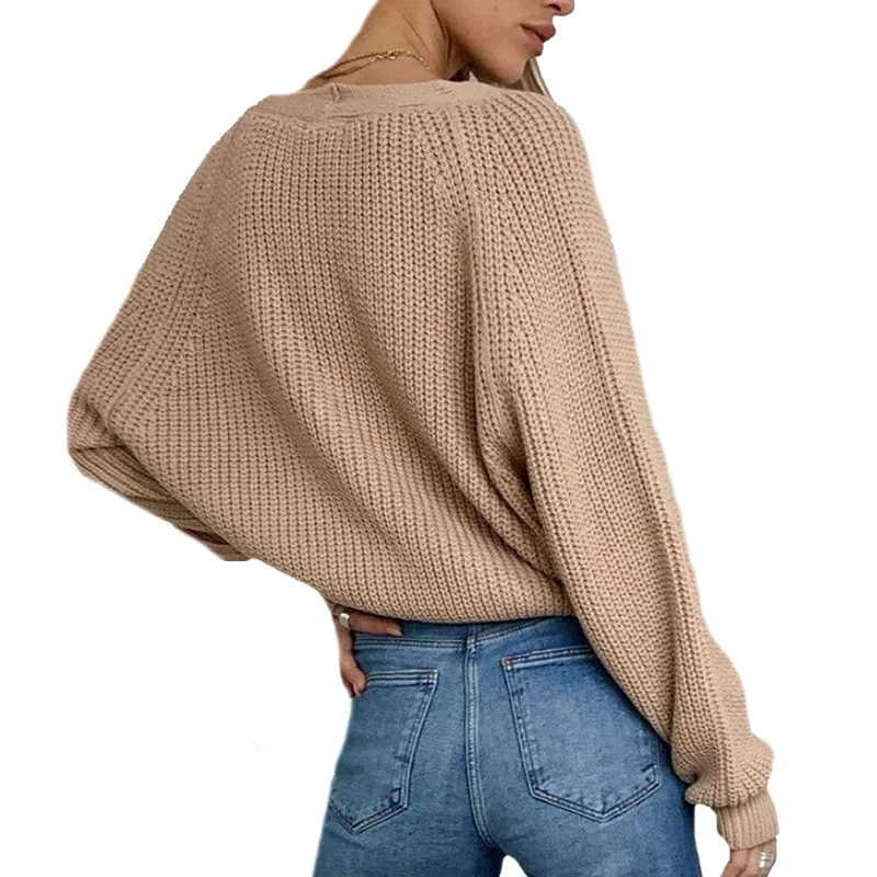 

YSDNCHI Women 2020 Autumn Cardigan New Knit Loose Sweaters Black Casual V-neck White Long Lantern Sleeves Large Size Button Tops