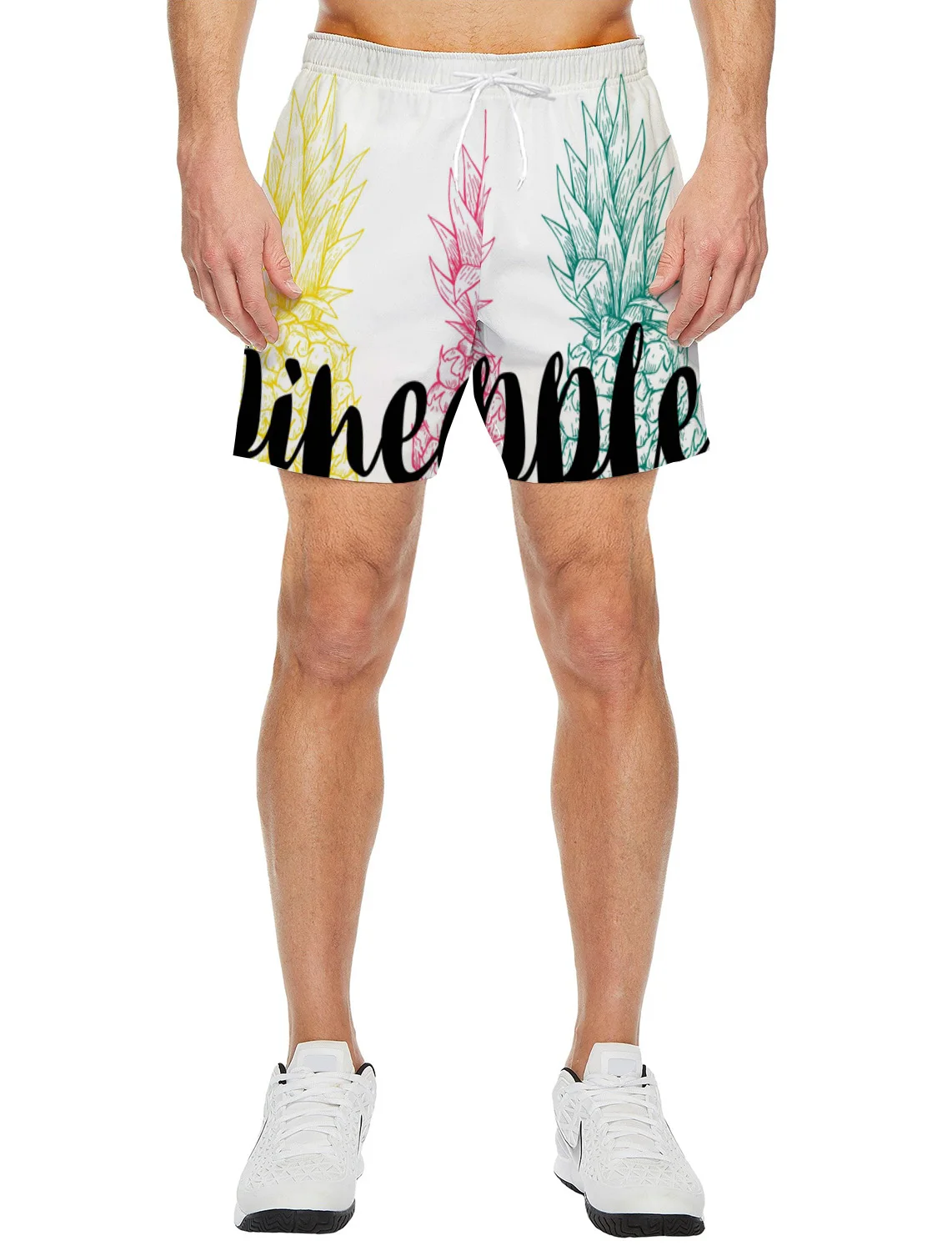 Летние мужские спортивные повседневные шорты с цветным ананасом быстросохнущие