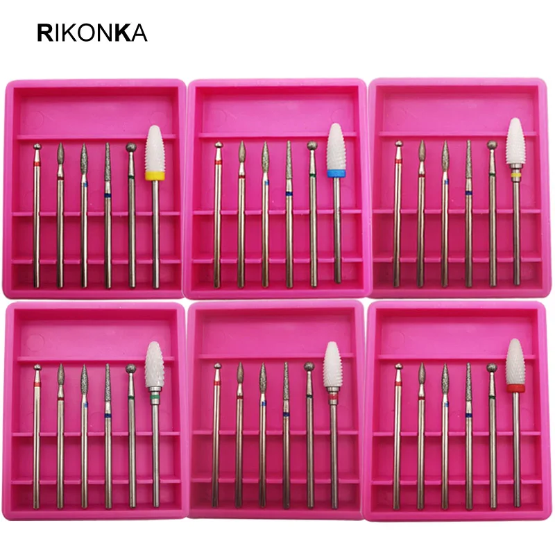 6 шт./компл. керамический сверло для ногтей набор Алмазных фрез маникюра