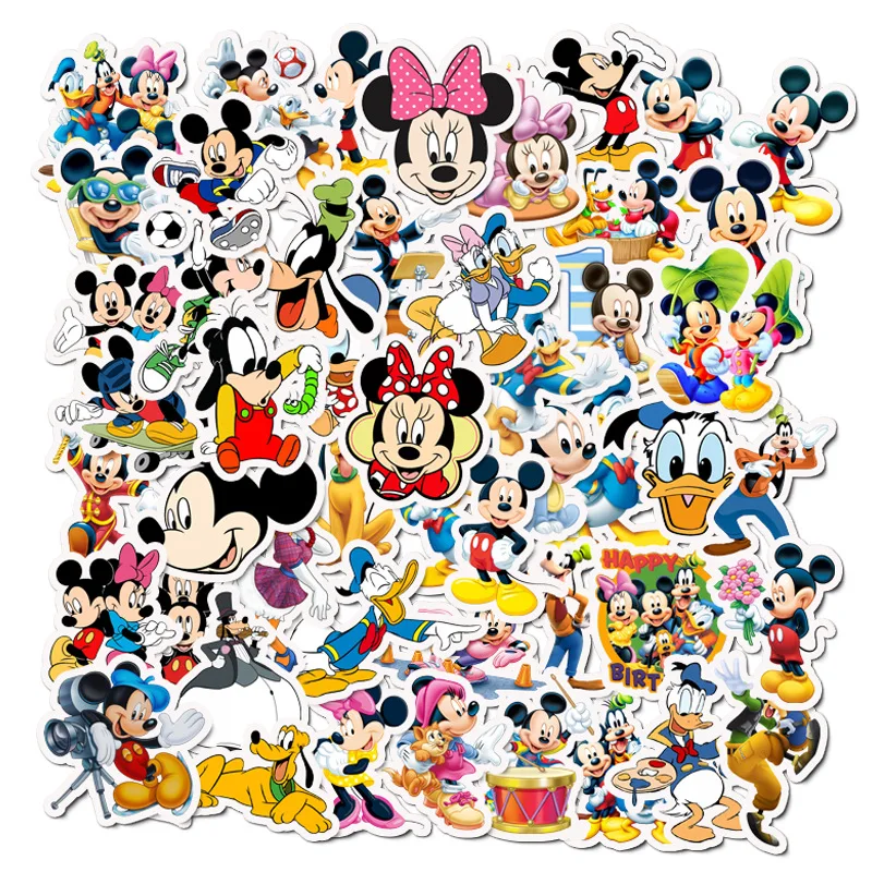 Protector solar impermeable con dibujos animados de Mickey para ni&ntilde;os, pegatina para coche, equipaje, guitarra, cuaderno, carrito, regalo, 10/50 Uds.-1