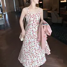 Женское длинное платье с цветочным принтом, Повседневное платье с высокой талией, круглым вырезом и коротким рукавом, лето 2021
