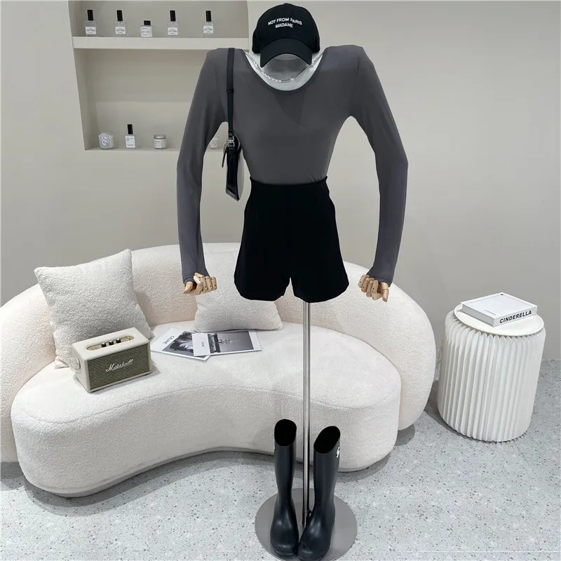 

Women's Spring 2021 Fashion Slim and versatile pants high waist A-line casual pants Black shorts