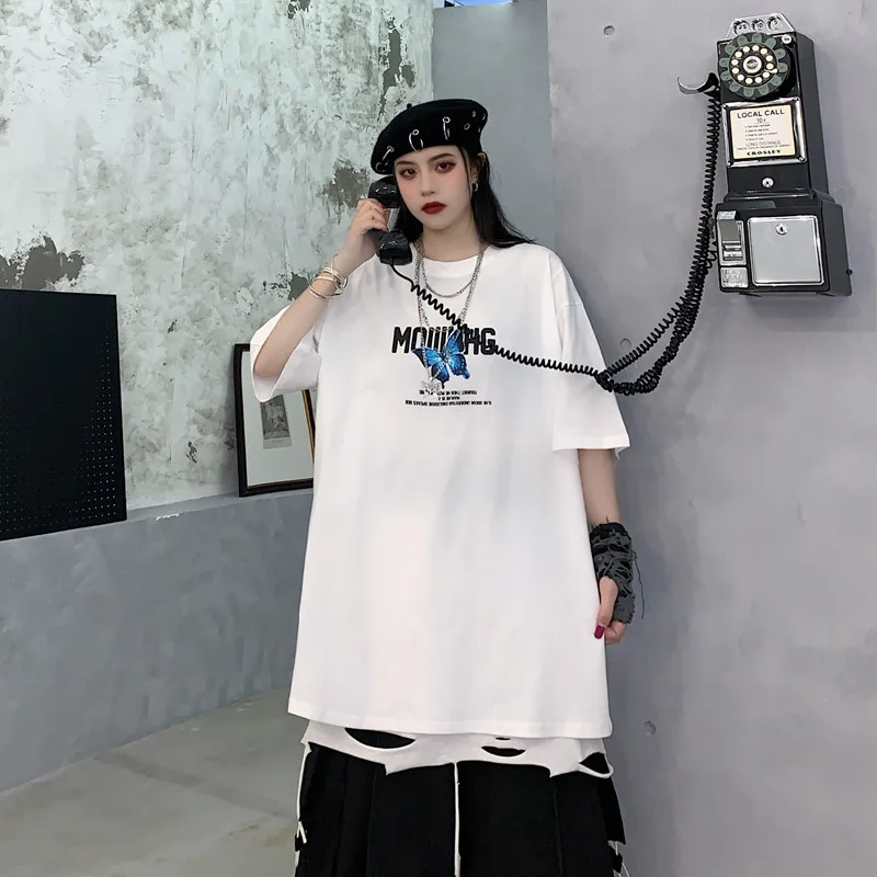 Женская футболка с принтом бабочки свободная Винтажная коротким рукавом и