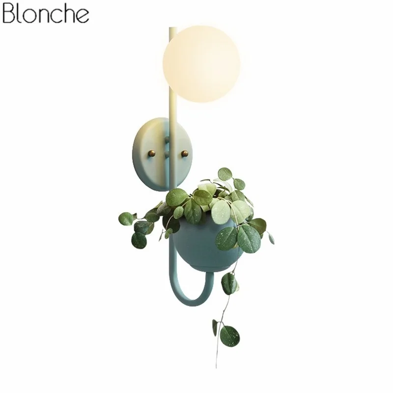 Скандинавские растения Macarons настенный светильник с цветами горшок стеклянный