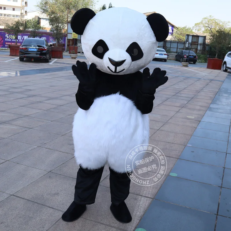 

Hairy Panda Fursuit Mascot Plush Cartoon Doll Performance Prop Costume Halloween Costumes for Women and Man
