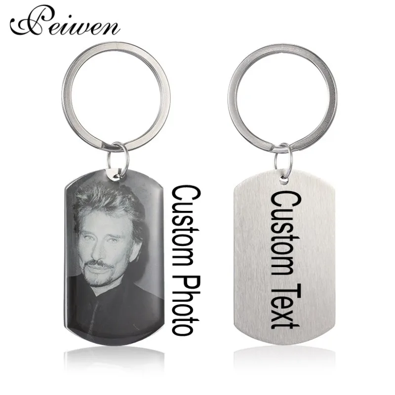 

Custom Keychain Personalized Customized Photo Engrave Keychains Stainless Steel Keyring Charm Key Chain Mothers Fathers Day Gift