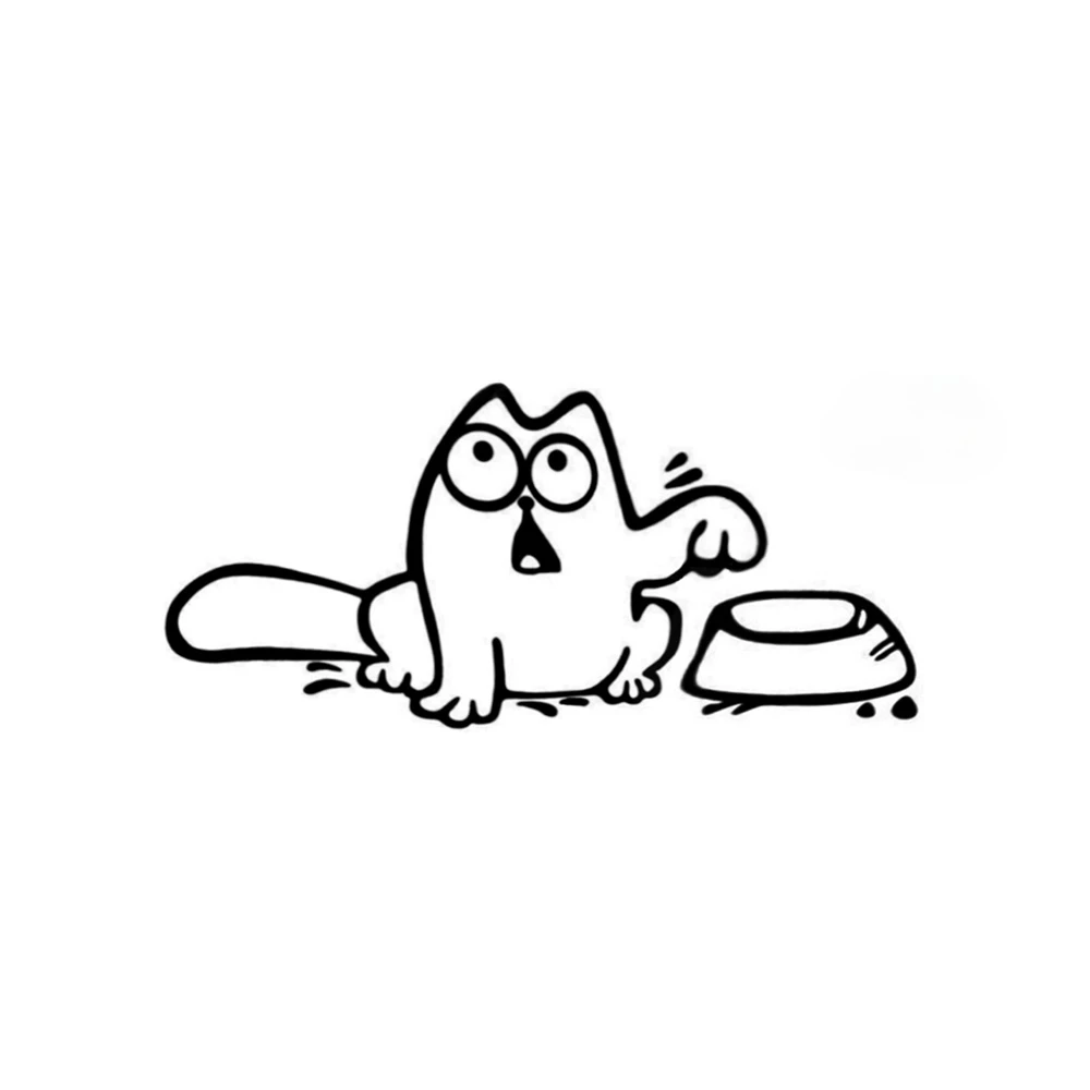 

Dawasaru Funny Cat Feed Me Car Stickers Decal Laptop Suitcase Motorcycle Auto Sunscreen PVC JDM Van Bike Deco Meterial