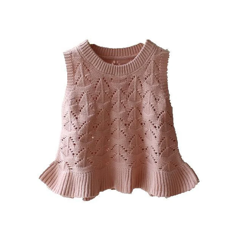 

Baby Girls Dress Children's Wool Knitted Vest Princess Dresses Toddler Spring Ruffle Hollow Out Sleeveless Casual Clothes Kids