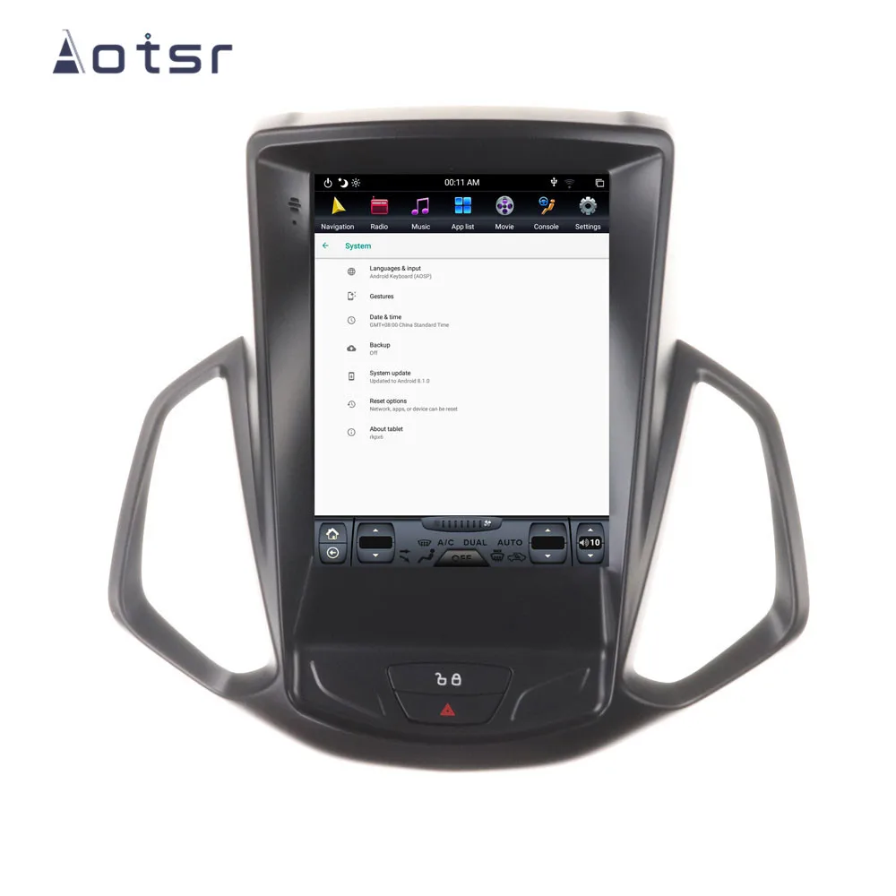 AOTSR 12,1 дюймов wifi DSP Android 8,1 вертикальный Tesla стиль Автомобильный gps навигатор для FORD EcoSport 2013+ мультимедийный плеер Радио HD