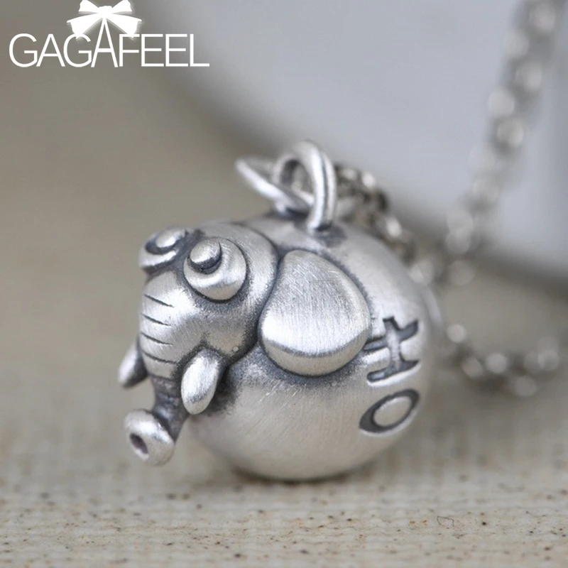 GAGAFEEL 100% 999 Чистое серебро милый слон кулон ювелирные изделия для женщин женские