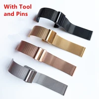 for dw watch steel band mesh strap watchband metal ultra thin universal stainless steel bracelet 12 14 16 18 20 22mm accessories