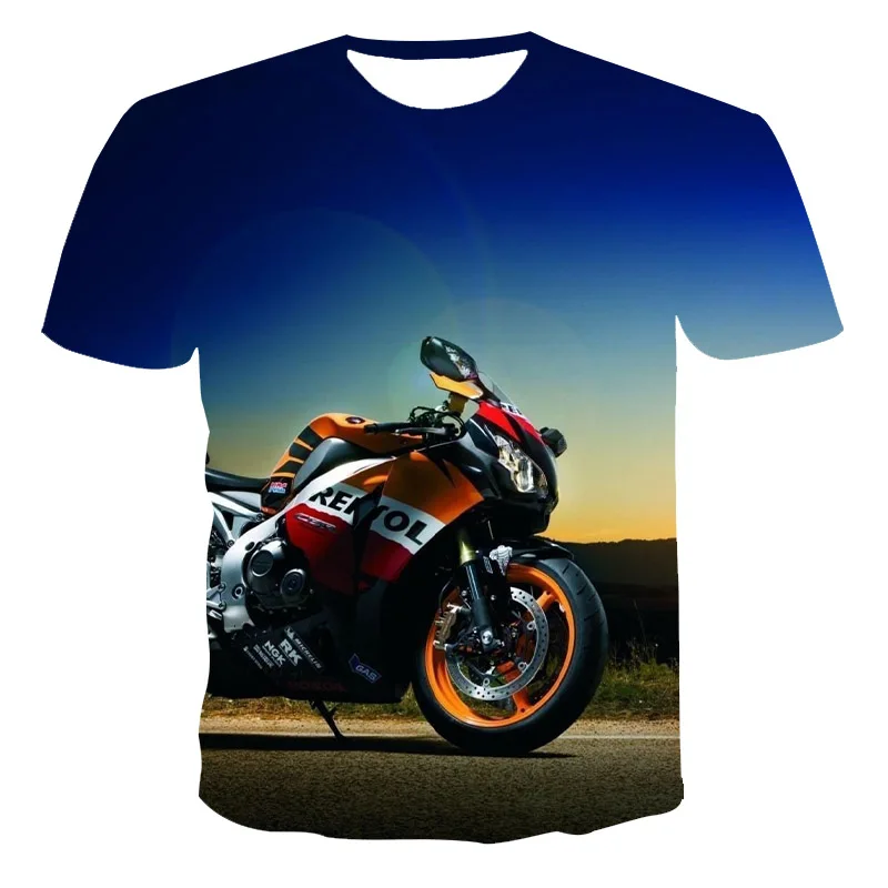 

Summer new cool racing 3D printing T-shirt motorcycle graphics men's T-shirt fashion top hip-hop street men's oversized T-shirt