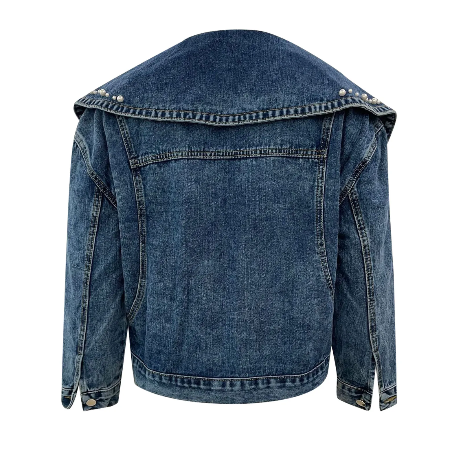 

JAYCOSIN 2021 Autumn New Jean Jacket Women Fashion Vintage Down Distressed Short Denim Coat With Pocket Button Lapel Loose Coat