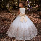 Белое кружевное платье для подружки невесты, Детские платья для девочек, вечернее детское платье принцессы, навечерние ное свадебное платье для девочек