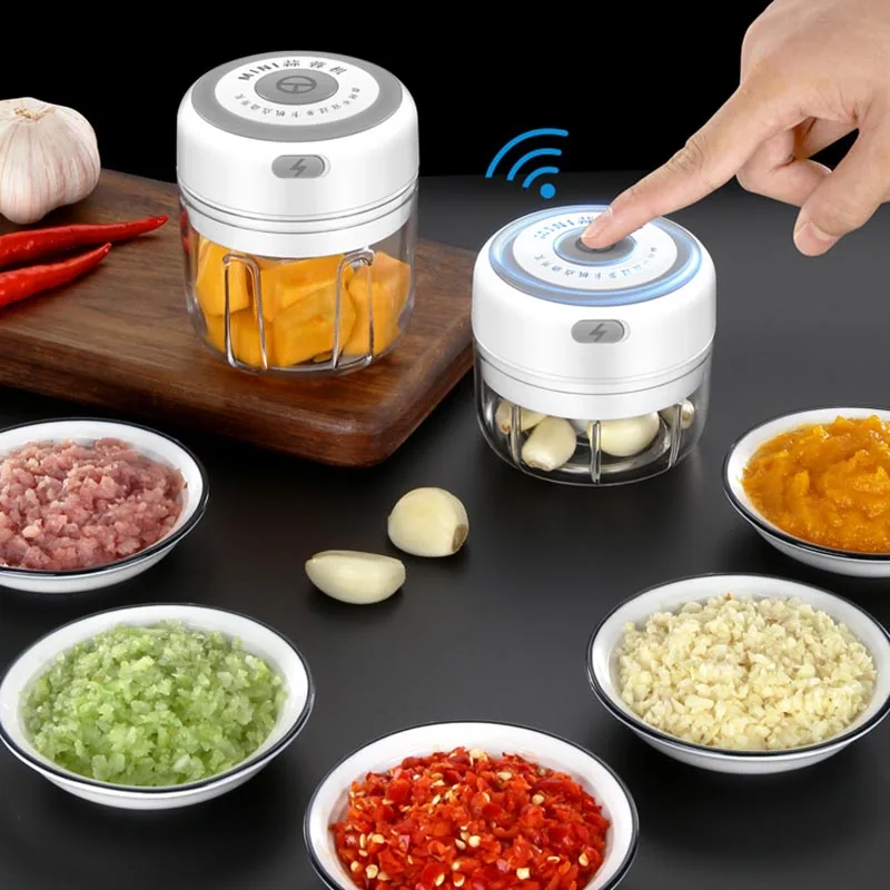 

100/250ml USB Wireless Electric Mini Vegetable Crusher Garlic Mincer Chili Meat Food Masher Chopper Grinder for Kitchen