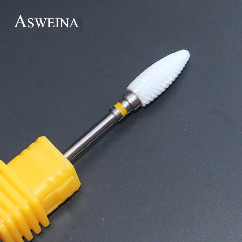 Yellow ASWEINA, керамический прямой наконечник, для дизайна ногтей, сверло, фреза для ногтей, электрическая дрель, маникюрный станок, устройство, аксессуар - Цвет: Yellow
