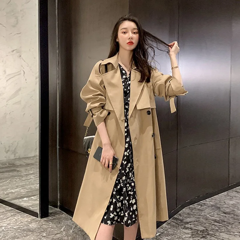 

Spring Autumn Clothing Overcoat Women 's Trench Coat and Long Sections Korean Version of The Popular British-style Female Full