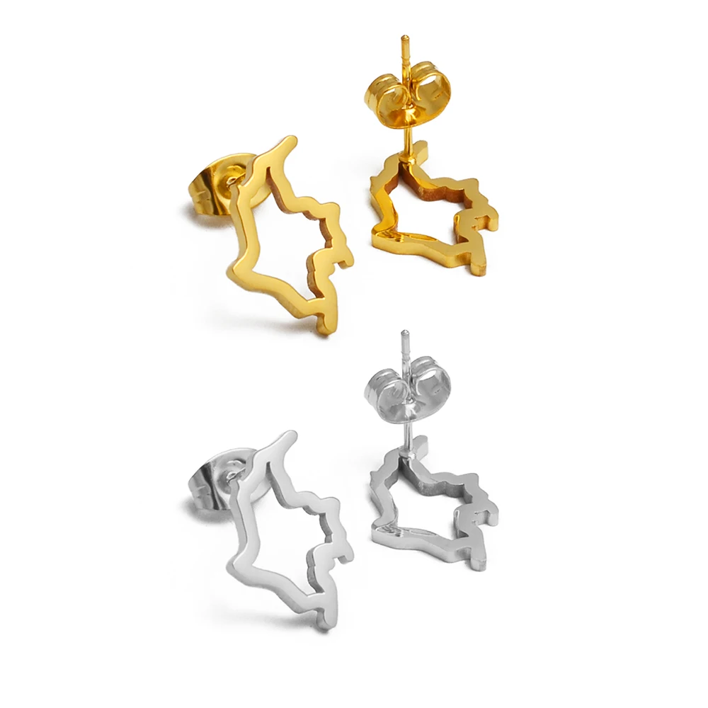 

Anniyo 1.5cm Small Colombia Outline Map Stud Earrings of Colombian Jewelry Stainless Steel #253221