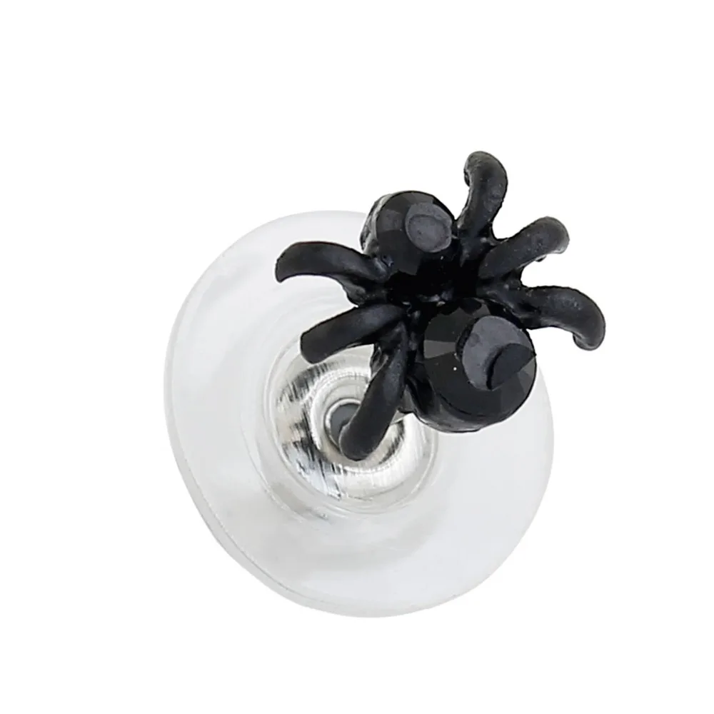 

8Seasons Fashion Ear Studs Earrings Black Halloween Spider Animal Black Rhinestone Jewelry 8mm( 3/8") x 7mm( 2/8"), 1 Pair