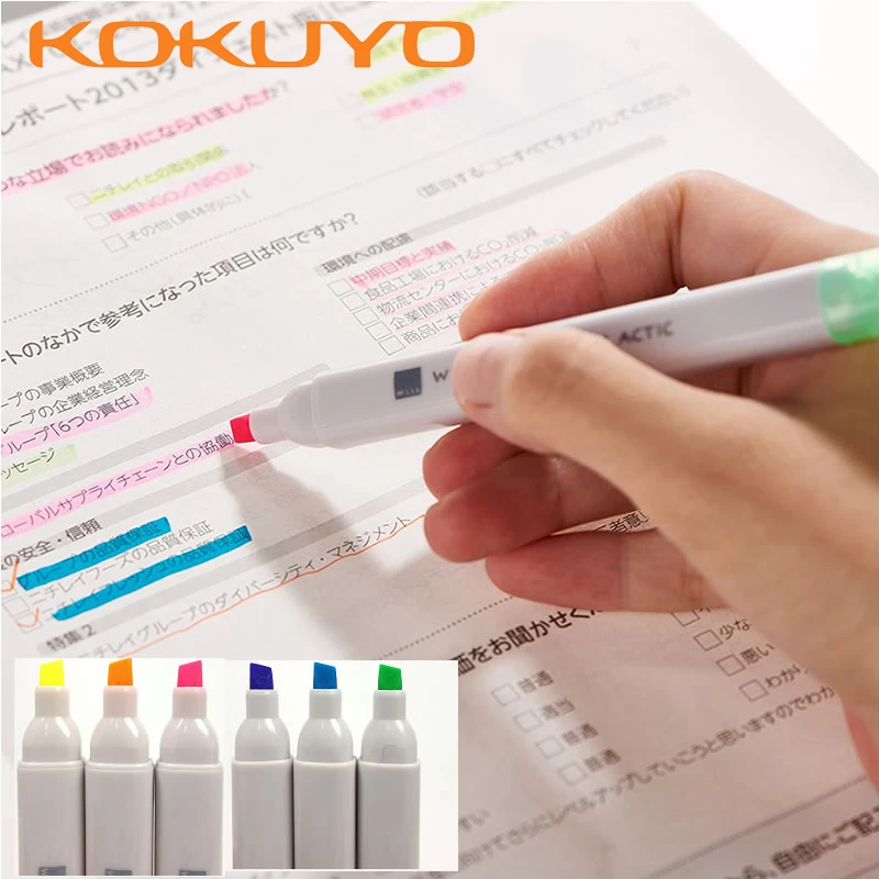 

3Pcs KOKUYOWILL Series Award F-WPM104 Two-color Double-headed Highlighter Marker Light-colored Handbook Student Stationery