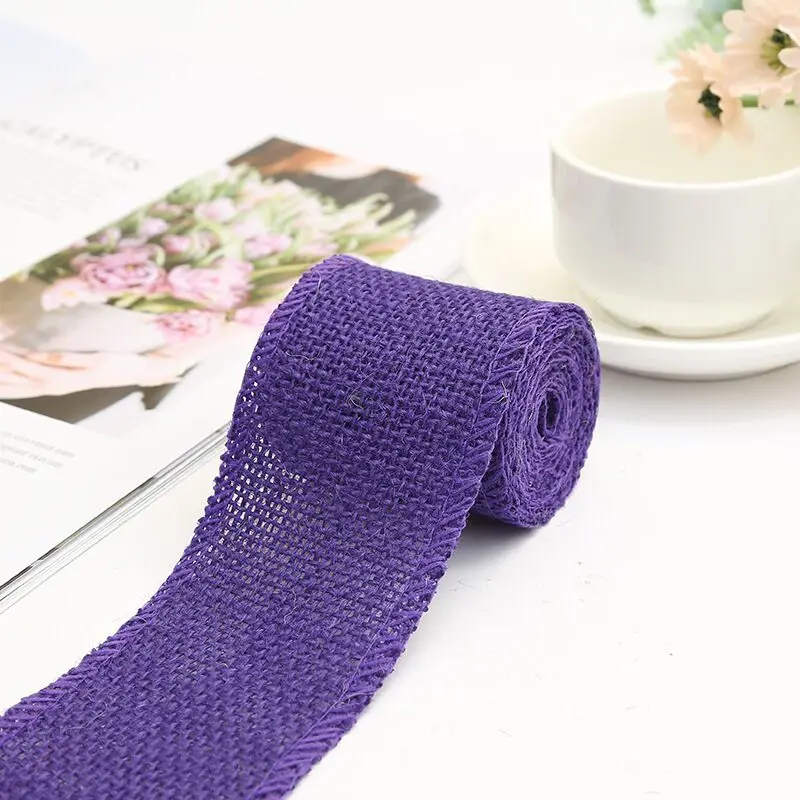 2 м/лот ширина 6 см Красочная искусственная джутовая ткань рулон лента