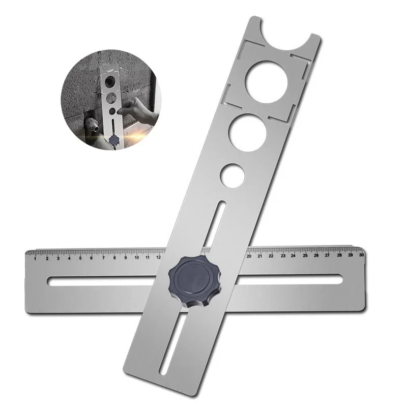 Tile Hole Locator Stainless Steel Ceramic Ruler Adjustable Punching Hand Tool for House Decorated Work | Инструменты