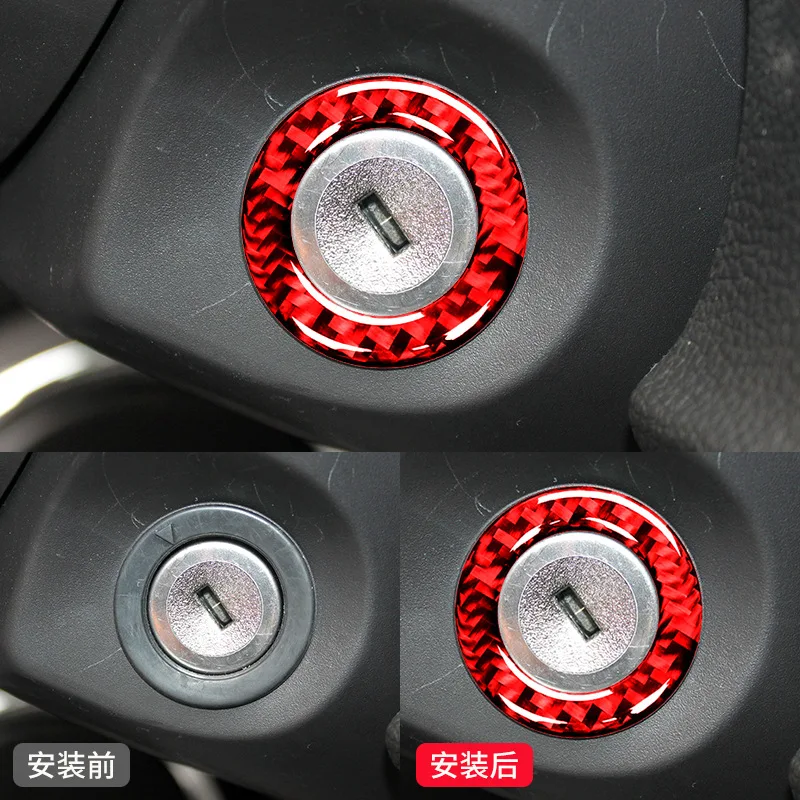 

For Ford Mustang 09-13 Real Red Carbon Fiber Other Interior Accessories Start Engine Frame Trim Stickers Car Stylying