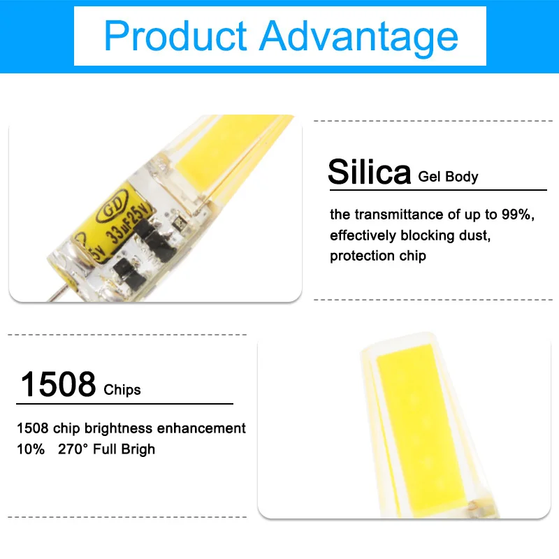 10 шт./лот G4 LED COB лампа 3 Вт 6 Высокая яркость лампада 220 В SMD2835 Bombillas замена