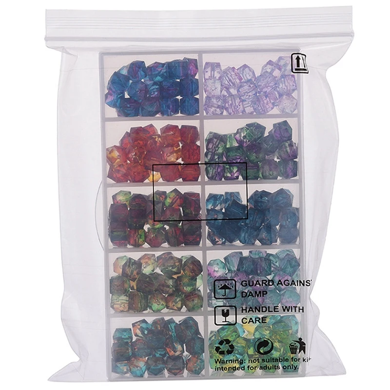 10 мм Разноцветные полигональные акриловые бусины в коробке ручной работы