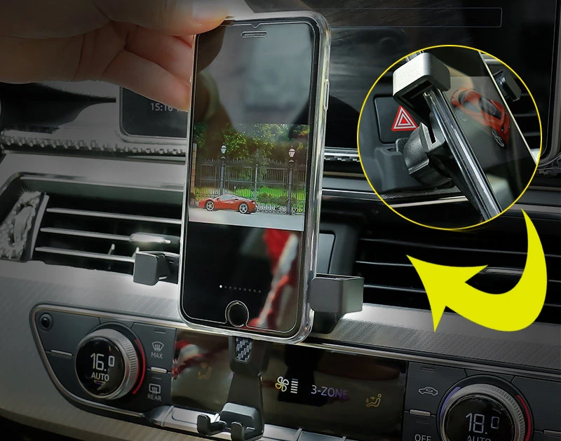 

For Audi A4 B9 2017 2018 2019 Car Bracket Mobile Phone Holder Air Vent Mount Stand Mobile Phone Stable Cradle Smartphone 1 Set