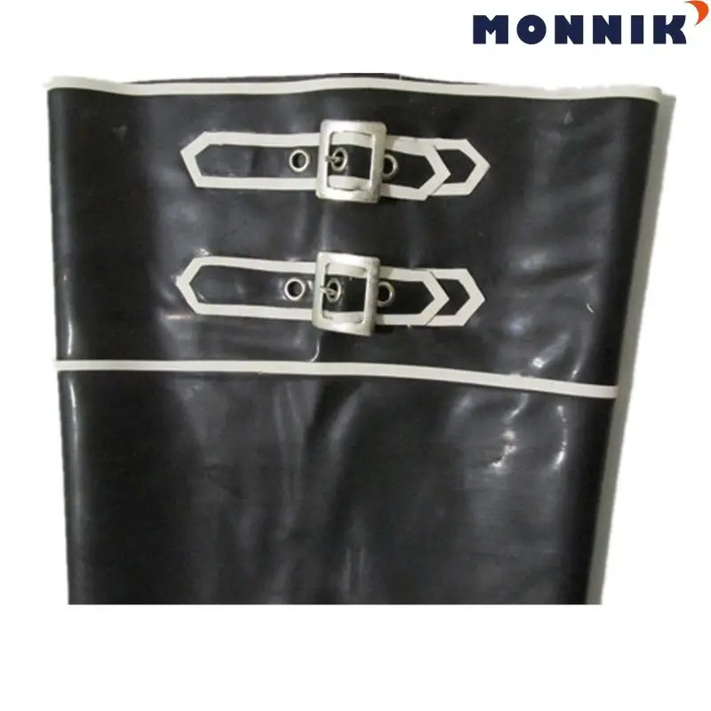 MONNIK latexSexy модные латексные резиновые черные чулки с белыми кругами для девочек