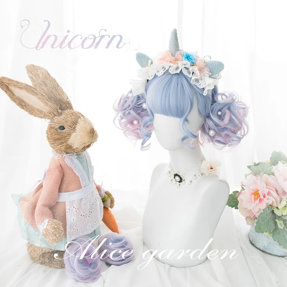 Парик для косплея градиентная рампа розовый синий короткий парик девушек