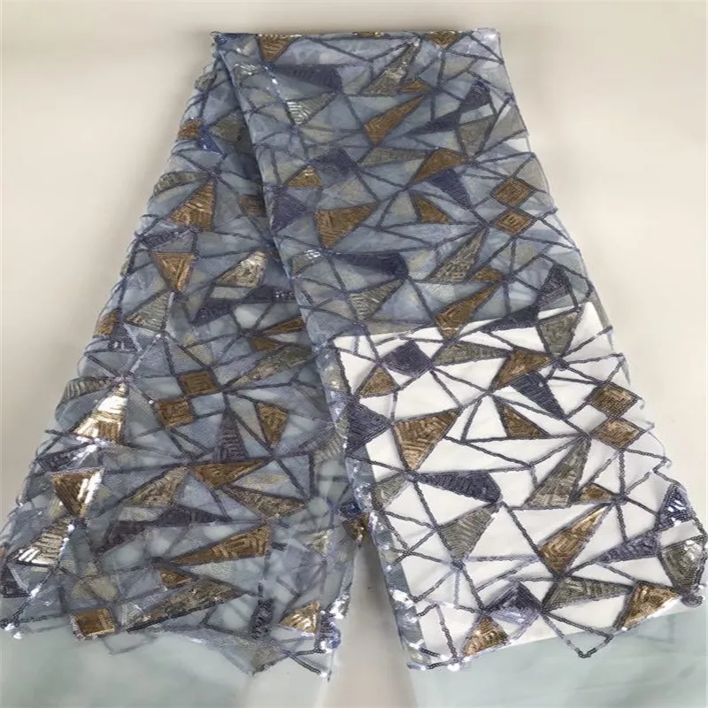 French Sequins Lace Fabric 2020 gold African Tulle High Quality Nigerian Embroidered Wedding Dress | Дом и сад