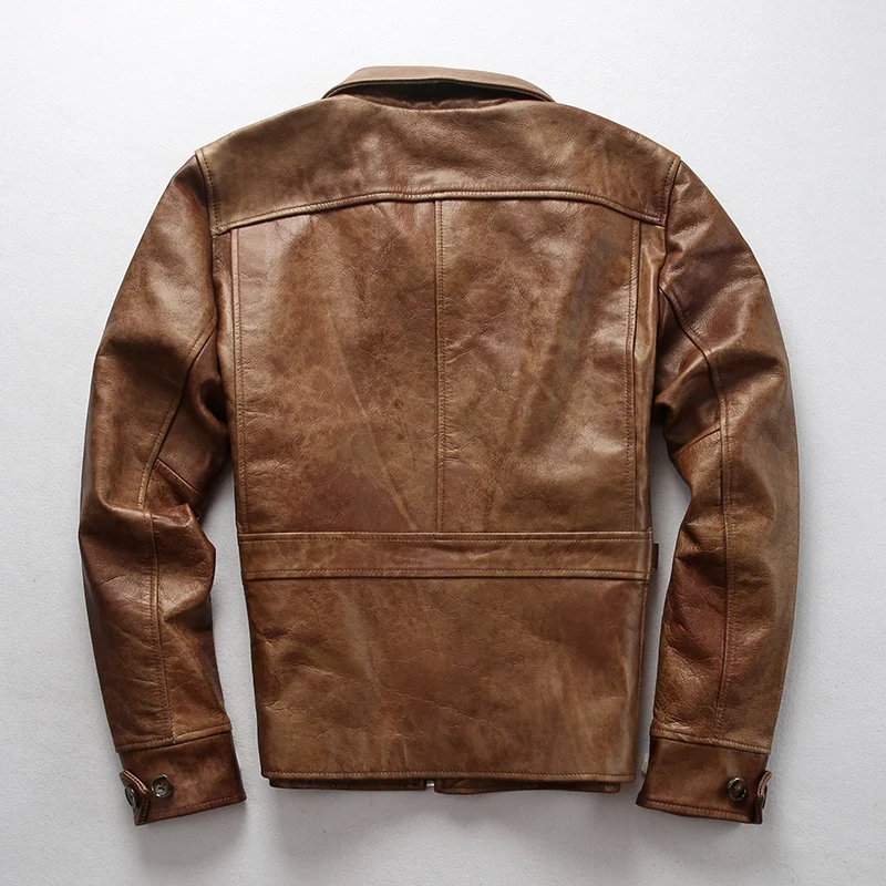 Мужская винтажная куртка с отложным воротником коричневая Повседневная простая