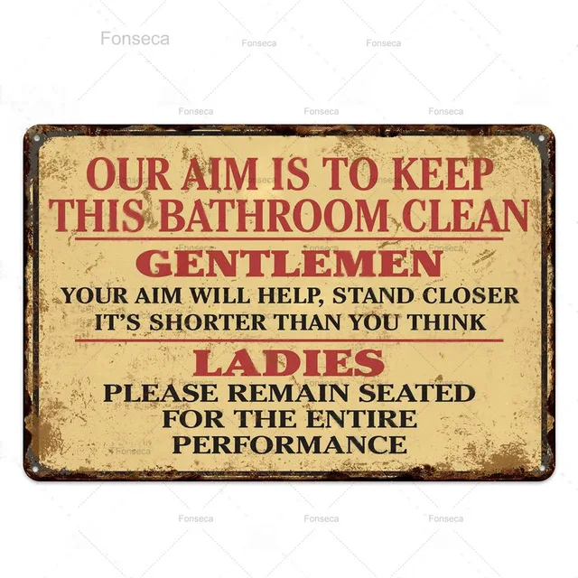 

Toilet Signs Plaque Metal Vintage Bathroom Metal Signs Tin Signs Wall Decor for Toilet Bath Restroom