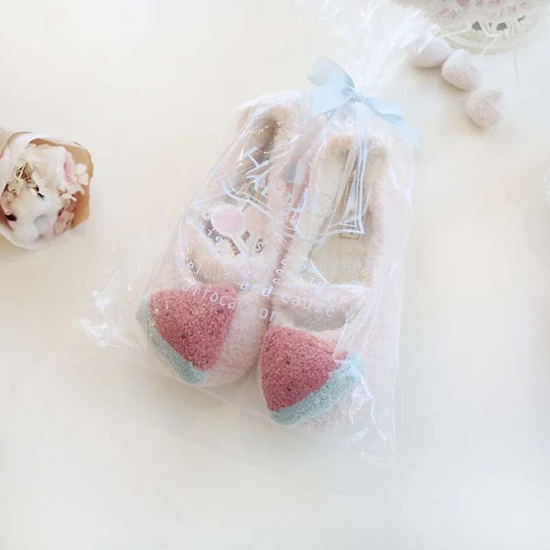 Тапки женские домашние на плоской подошве хлопок милый арбуз плоская подошва