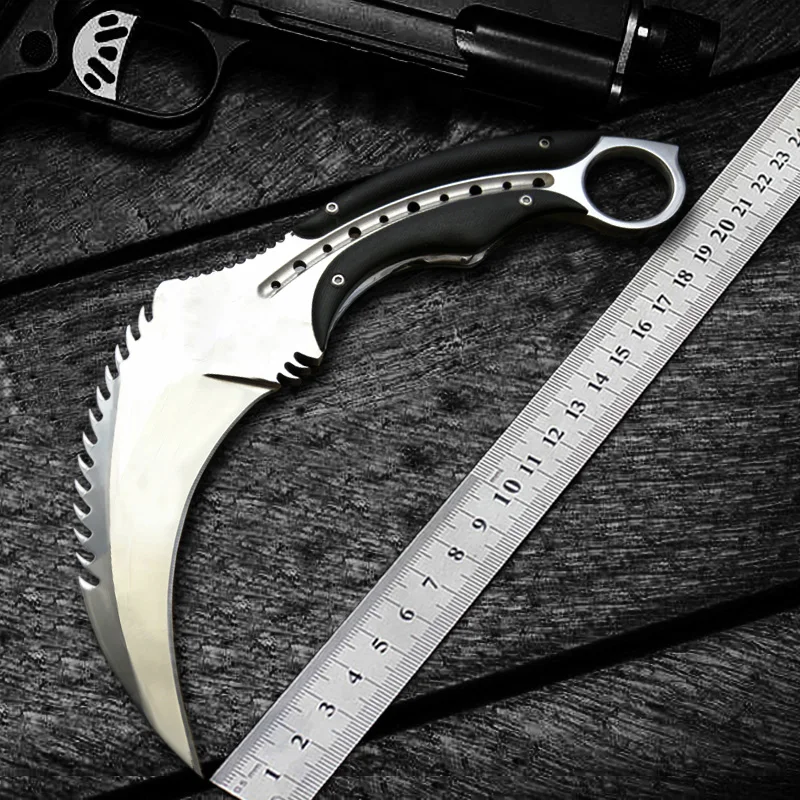 Открытый Karambit CS GO тактический боевой нож 8cr18mov коготь зеркало свет кемпинг
