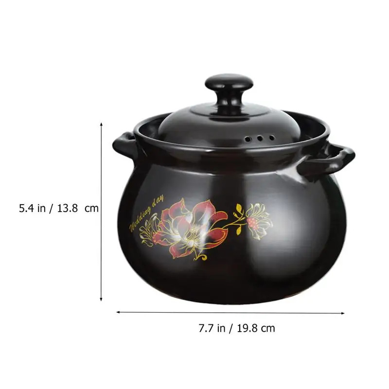 

Ceramic Soup Pot Earthenware Pot Ceramic Soup Cooking Pot Round with Cover Household Kitchen Supplies Cooking Utensils