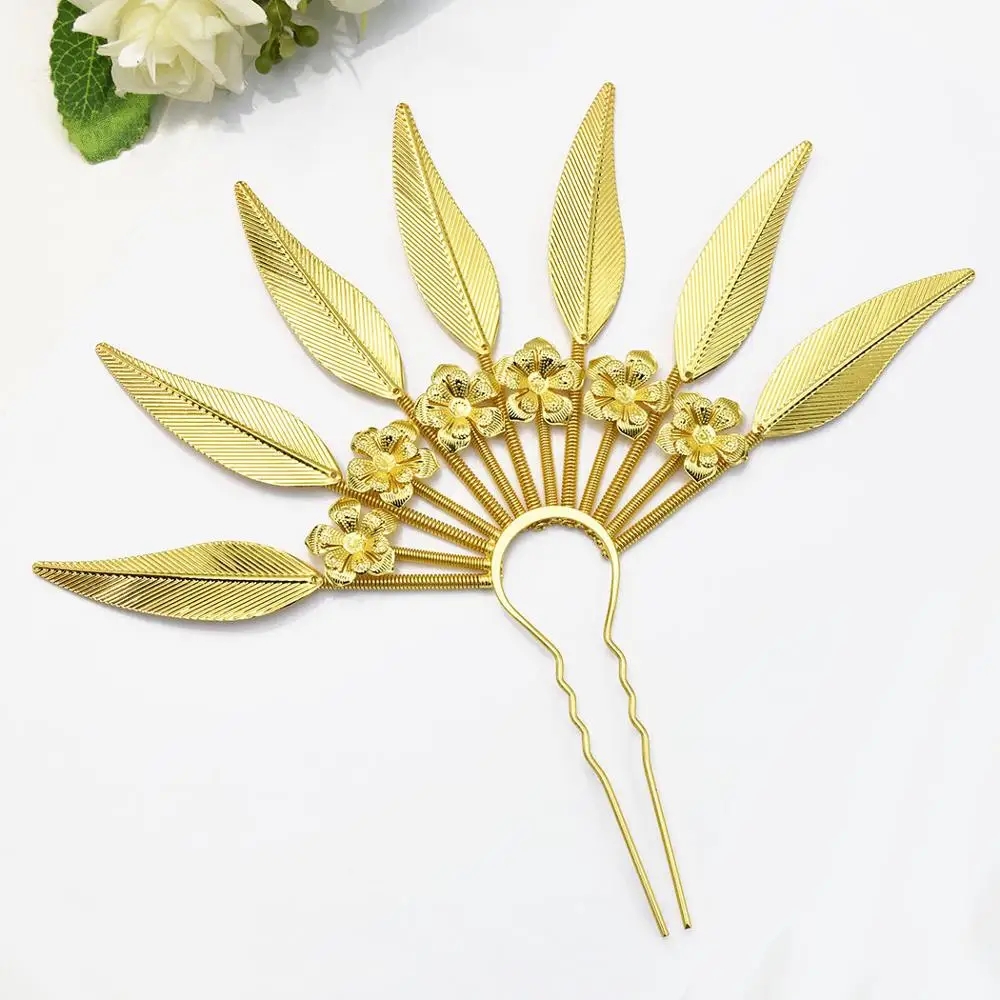 2020 новые модные золотые палочки для волос в этническом стиле листья с цветами