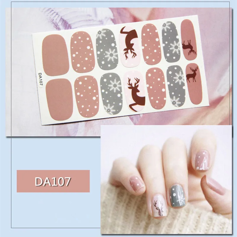 

14tips/sheet Colorful Shinny Full Nail Art Tips DIY Adhesive Wraps Waterproof Nail Stickers Decorations Manicure Drop Shipping