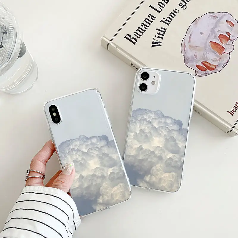 

Transparent Cloud Phone Case for IPhone 13 12 11 Pro Max XS Max XR X 6 6S 7 8 Plus SE 2020 12Mini Luxury Soft TPU Silicone Cover