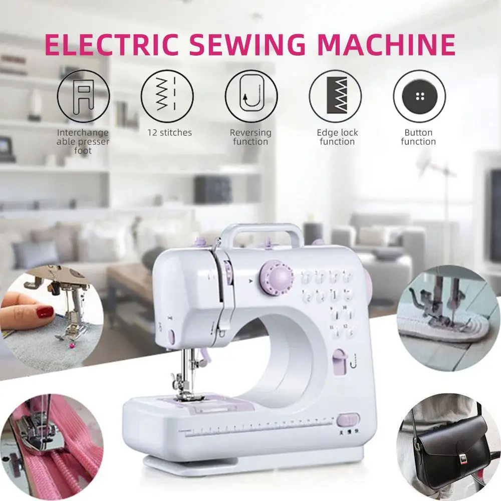 

Purple White Mini Sewing Machine Sewing Machine Hand-Held Sewing Machine Electric Sewing Machine Home Desktop Handheld