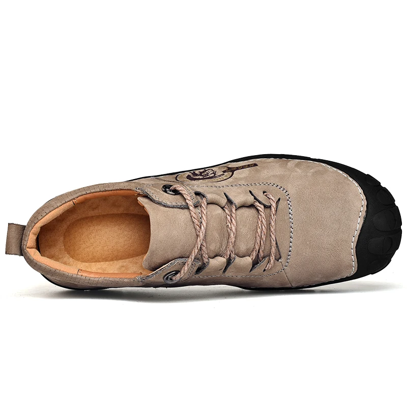 High Quality Genuine Leather Waterproof Hiking Shoes Men Outdoor Retro Casual Soft Sneakers Male Non-slip Camping Trekking Shoes