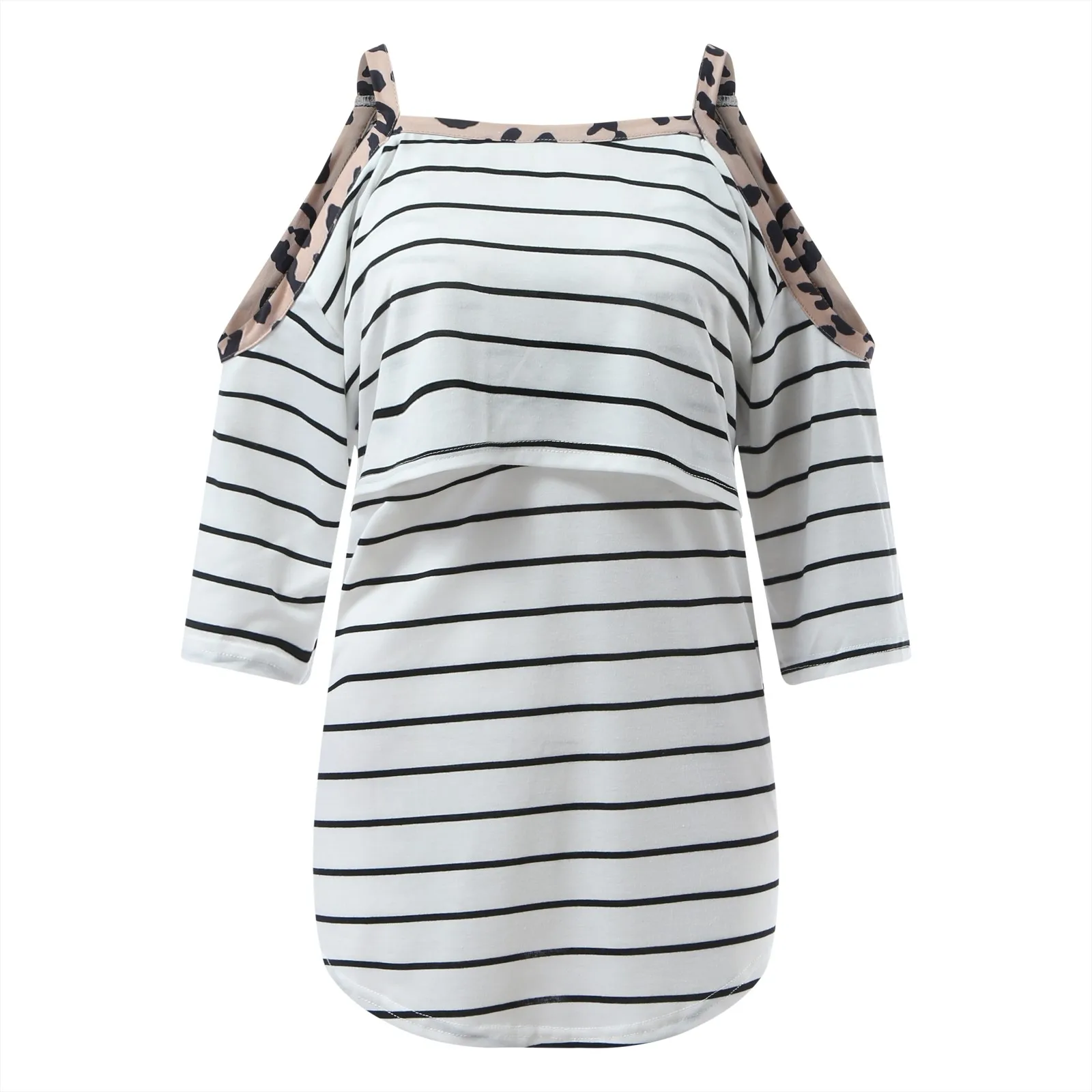 Летняя блузка для беременных с полосатым принтом модная рубашка Женская Удобная