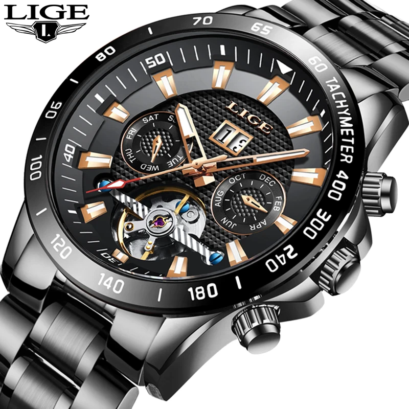 

2020 LIGE Clock New Fashion Mens Watches Top Brand Luxury Waterproof Automatic Watch Men Mechanical Wristwatch Relogio Masculino