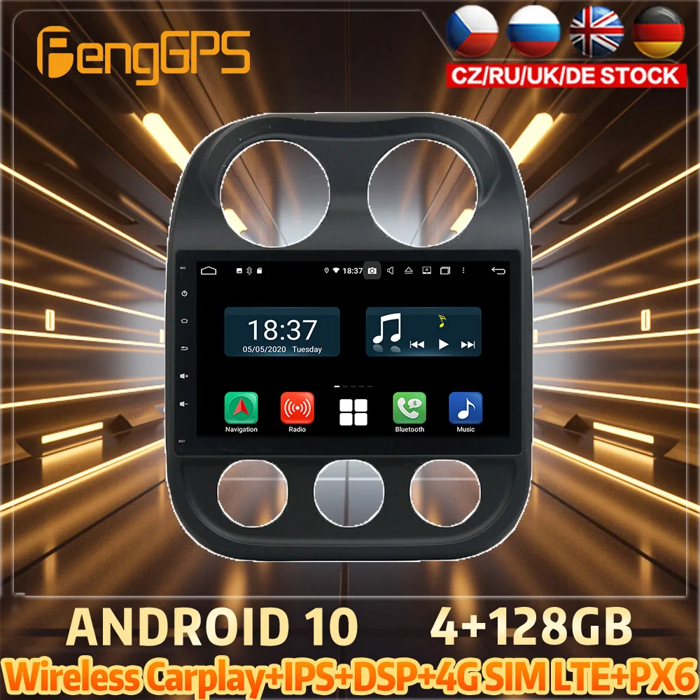 

128G Android 10 PX6 DSP для Jeep Compass 2014 2015 автомобильный DVD GPS-навигатор автомобильное радио стерео видео многофункциональное CarPlay головное устройство