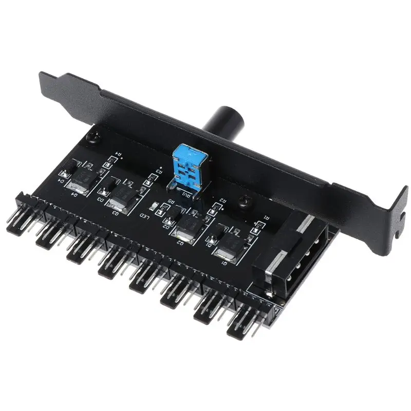 

PC 8 Channels Fan Hub Cooling Fan Speed Controller for CPU Case HDD VGA PWM Fan PCI Bracket Power By 12V SATA/4Pin Fan Control